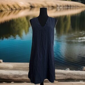 NWT Chic Splendid  V-Neck Tunic Dress Women's S‎ Tencel Fringed Hem BOHO Sweet